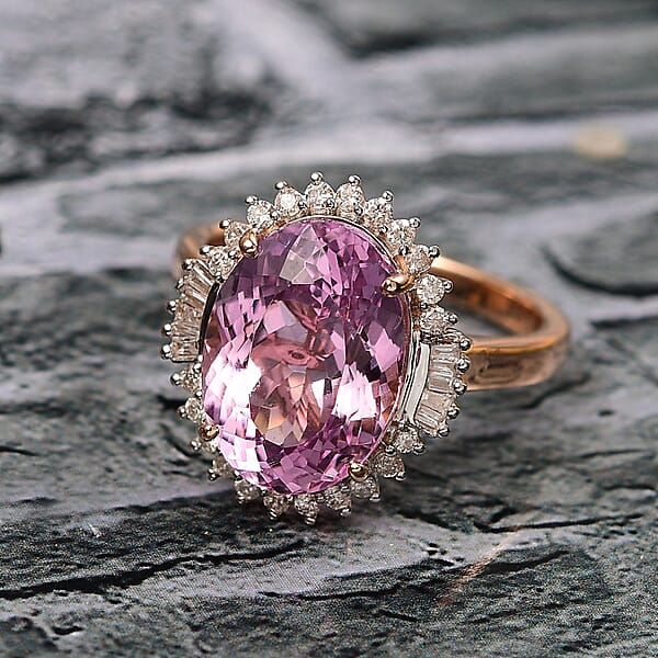 Luxoro AAA Martha Rocha Kunzite And G-H I2 Diamond 7.80 Ctw Twilight Blossom Ring In 10K Rose Gold