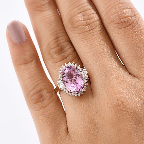 Luxoro AAA Martha Rocha Kunzite And G-H I2 Diamond 7.80 Ctw Twilight Blossom Ring In 10K Rose Gold