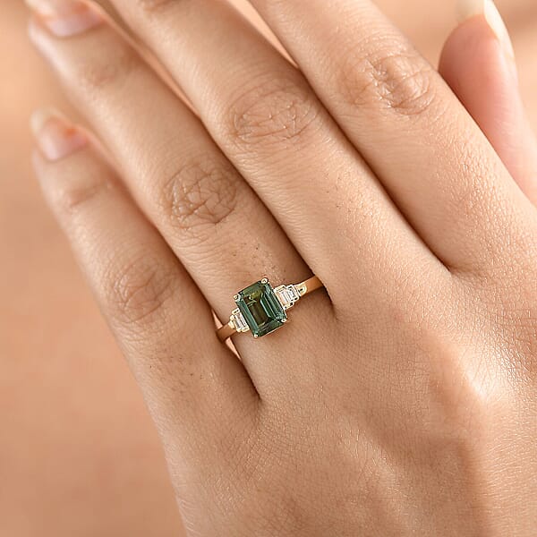 Luxoro AAA Mint Tourmaline And Diamond I2 1.75 Ctw Ring In 10K Yellow Gold