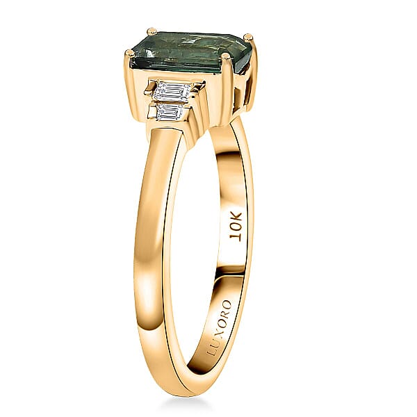 Luxoro AAA Mint Tourmaline And Diamond I2 1.75 Ctw Ring In 10K Yellow Gold