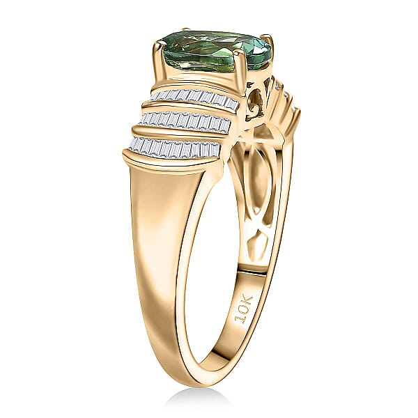 Luxoro AAA Mint Tourmaline And Diamond I2 2.10 Ctw Ring In 10K Yellow Gold