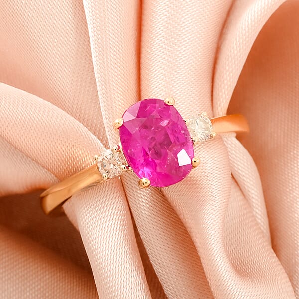 Luxoro AAA Montepuez Ruby Diamond Ring In 10K Yellow Gold 1.65 Ctw