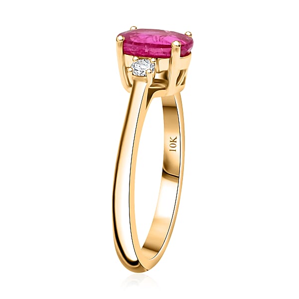Luxoro AAA Montepuez Ruby Diamond Ring In 10K Yellow Gold 1.65 Ctw