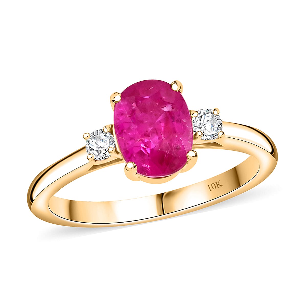 Luxoro AAA Montepuez Ruby Diamond Ring in 10K Yellow Gold 1.65 ctw