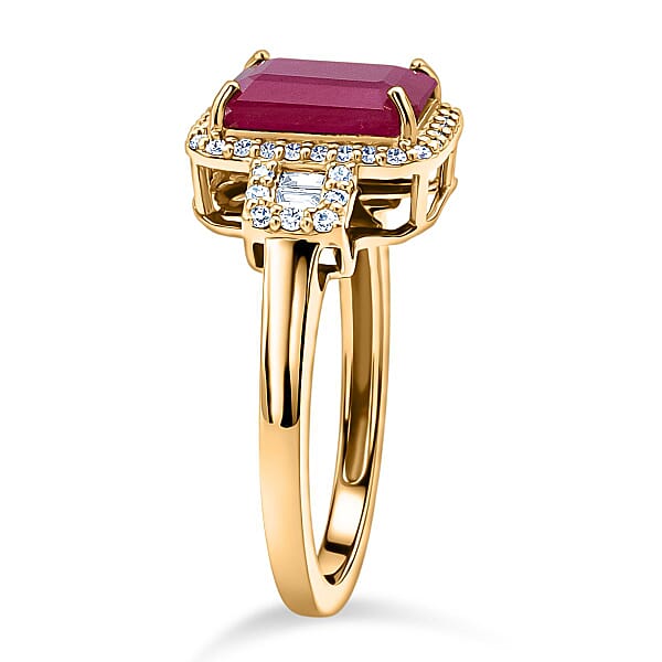 Luxoro AAA Montepuez Ruby Diamond Ring In 10K Yellow Gold 2.60 Ctw