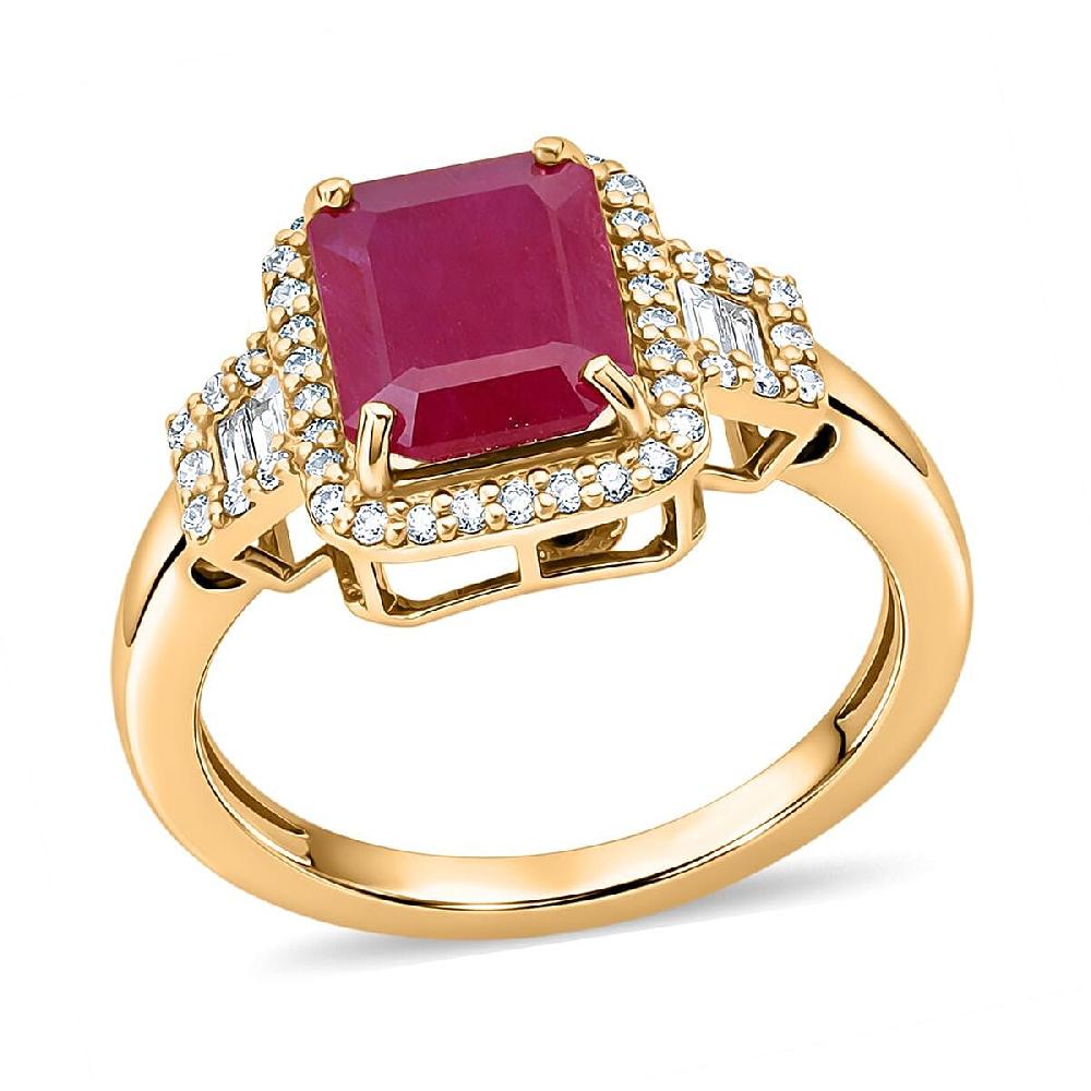 Luxoro AAA Montepuez Ruby Diamond Ring in 10K Yellow Gold 2.60 ctw