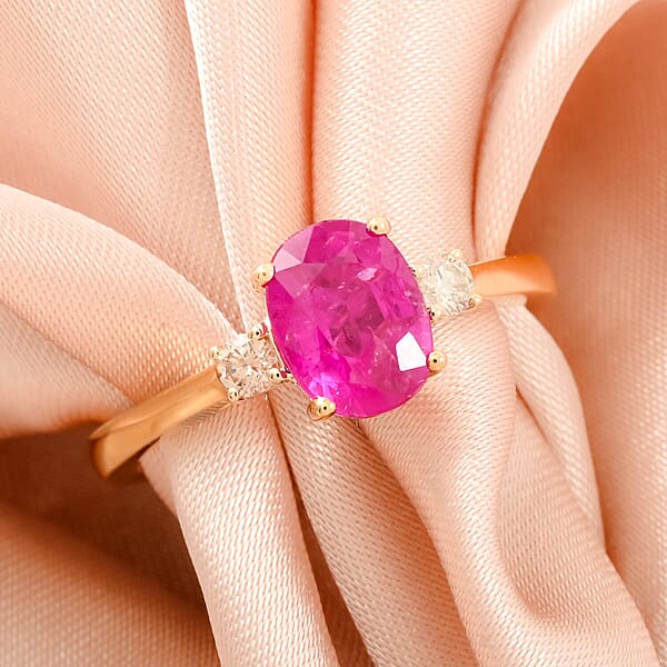 Luxoro AAA Montepuez Ruby Diamond Ring In 10K Yellow Gold 1.65 Ctw