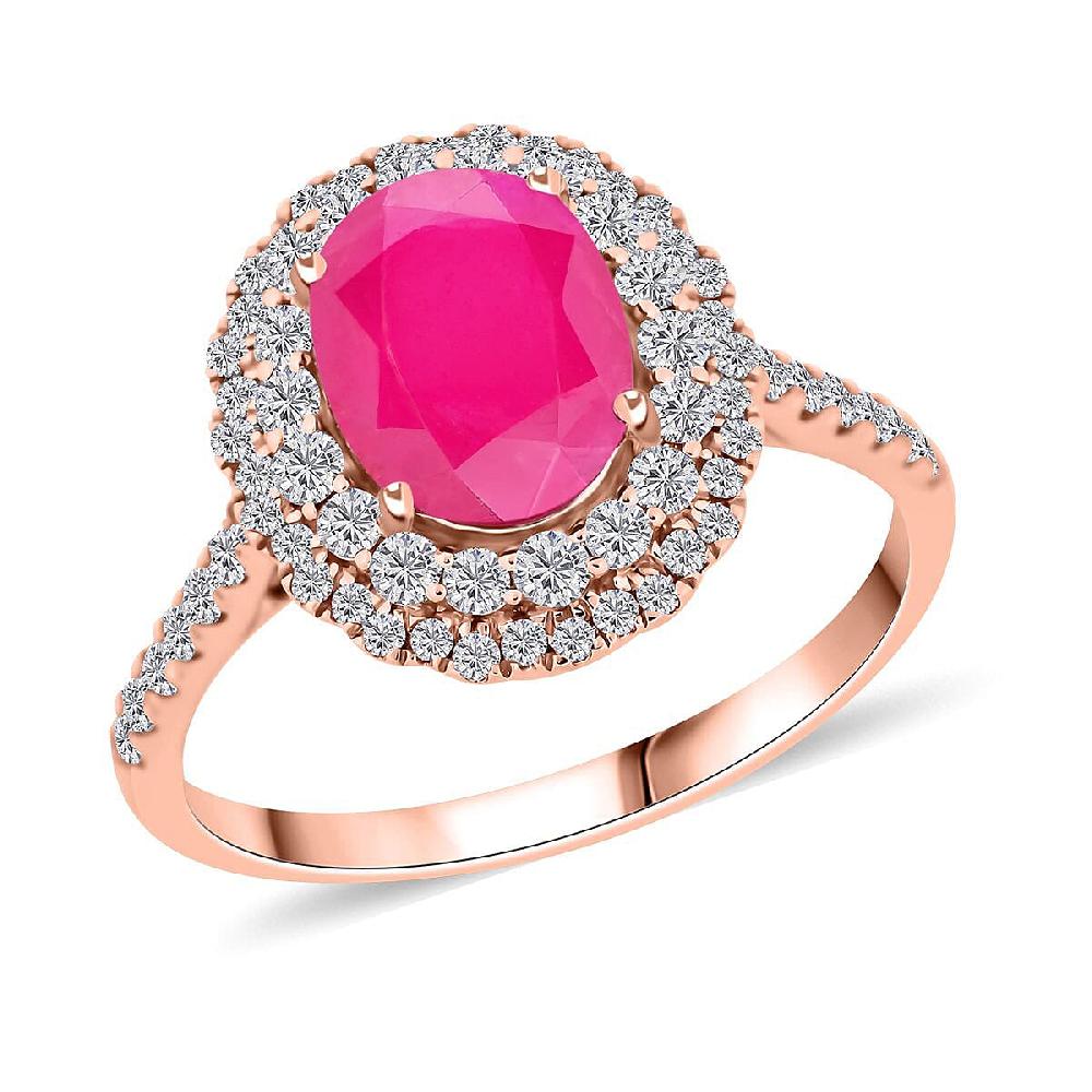 Luxoro AAA Montepuez Ruby Diamond Ring in 14K Rose Gold 2.85 ctw
