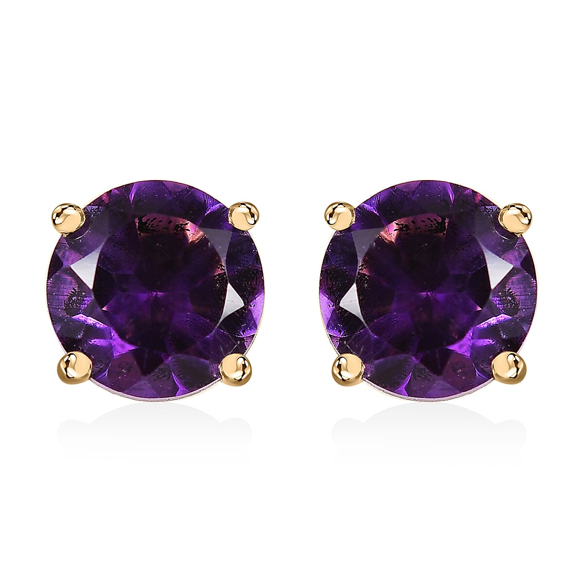 Luxoro AAA Moroccan Amethyst 1.60 ctw Solitaire Stud Earrings in 10K Yellow Gold