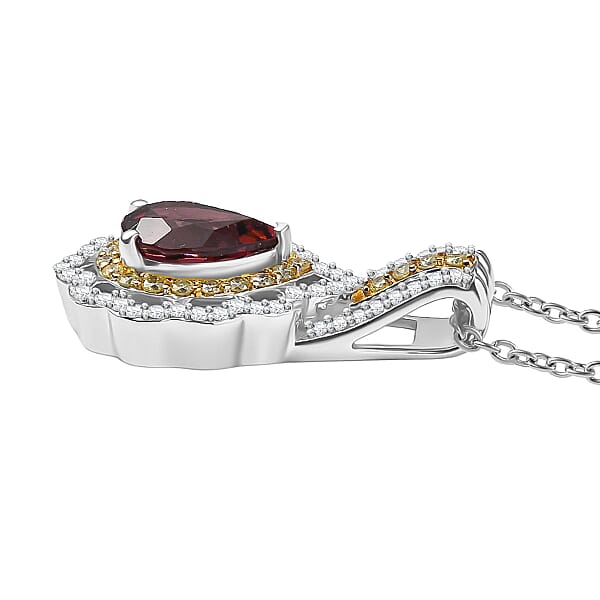 Luxoro AAA Morro Redondo Pink Tourmaline I2 Natural Yellow And White Diamond 1.40 Ctw Blushfire Pendant Necklace In 10K White Gold 18 Inches