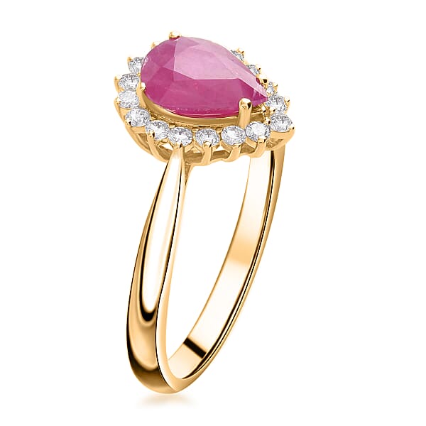 Luxoro AAA Mozambique Ruby And G-H I2 Diamond 1.38 Ctw Ring In 14K Yellow Gold (Del. In 10-15 Days)