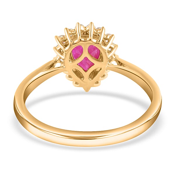 Luxoro AAA Mozambique Ruby And G-H I2 Diamond 1.38 Ctw Ring In 14K Yellow Gold (Del. In 10-15 Days)