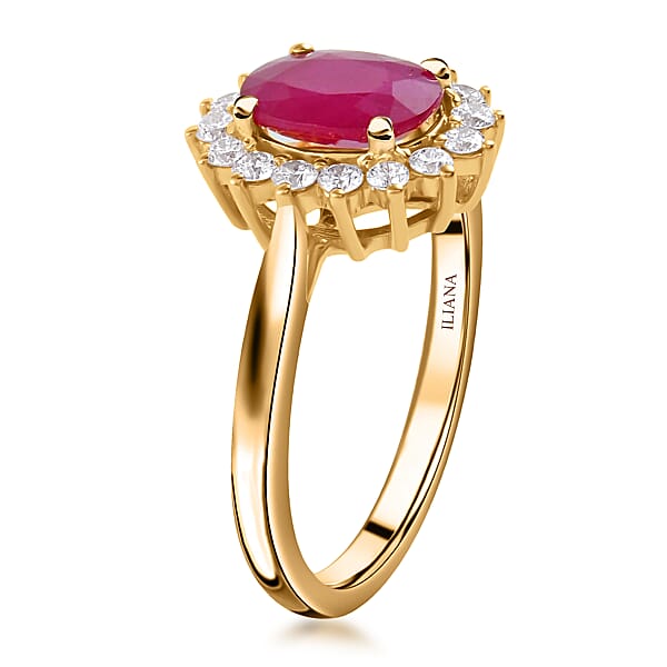 Luxoro AAA Mozambique Ruby And G-H I2 Diamond 1.79 Ctw Ring In 14K Yellow Gold (Del. In 10-15 Days)