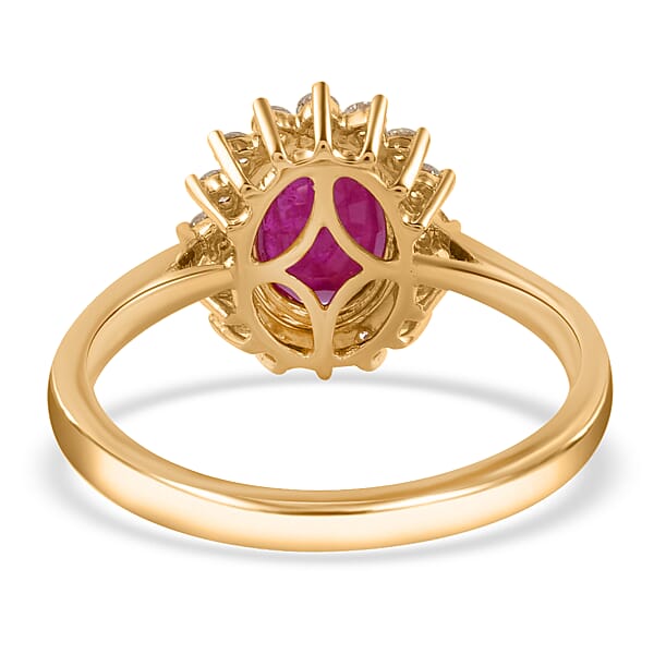 Luxoro AAA Mozambique Ruby And G-H I2 Diamond 1.79 Ctw Ring In 14K Yellow Gold (Del. In 10-15 Days)