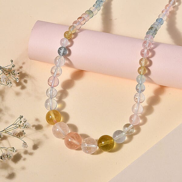 Luxoro AAA Multi Beryl 125.00 Ctw Beaded Graduated Necklace In 14K Yellow Gold 18-20 Inches