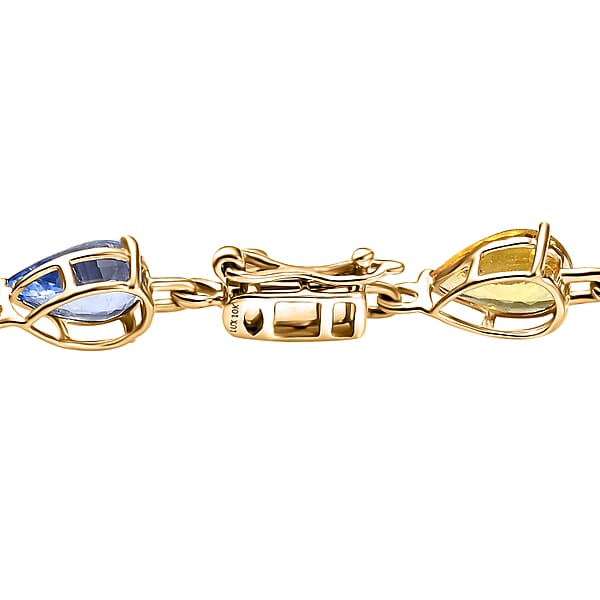 Luxoro AAA Multi Sapphire 13.00 Ctw Garden Of Light Bracelet In 10K Yellow Gold (7.25 In)