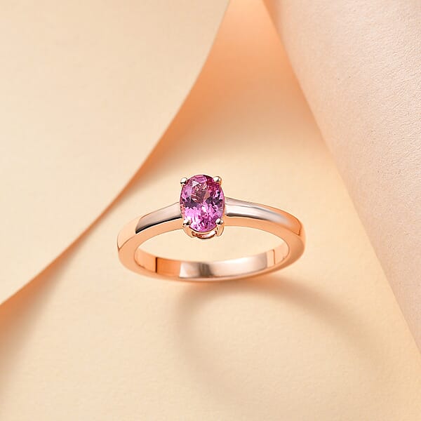 Luxoro AAA Narsipatnam Pink Spinel 0.80 Ctw Solitaire Ring In 10K Rose Gold