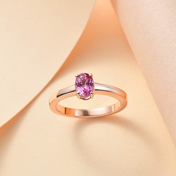 Luxoro AAA Narsipatnam Pink Spinel 0.80 Ctw Solitaire Ring In 10K Rose Gold