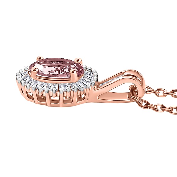 Luxoro AAA Narsipatnam Pink Spinel And I2 Diamond 1.15 Ctw Love's Embrace Pendant Necklace In 10K Rose Gold 20 Inches