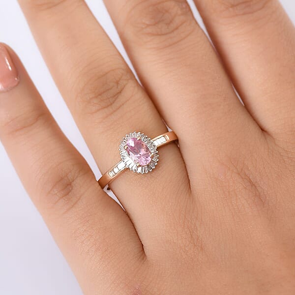 Luxoro AAA Narsipatnam Pink Spinel Diamond Ring In 10K Rose Gold 1.15 Ctw