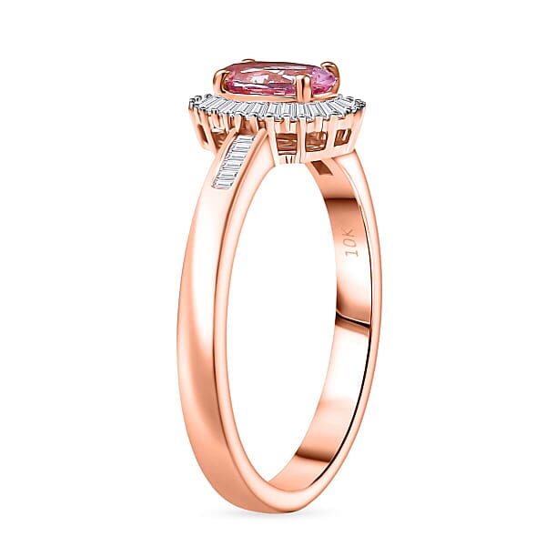Luxoro AAA Narsipatnam Pink Spinel Diamond Ring In 10K Rose Gold 1.15 Ctw