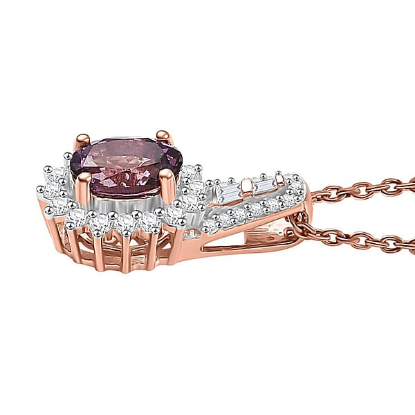 Luxoro AAA Narsipatnam Purple Spinel And G-H I2 Diamond 1.25 Ctw Sunburst Pendant Necklace In 10K Rose Gold 20 Inches