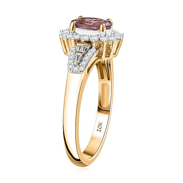 Luxoro AAA Narsipatnam Purple Spinel And G-H I2 Diamond 1.35 Ctw Sunburst Ring In 10K Rose Gold