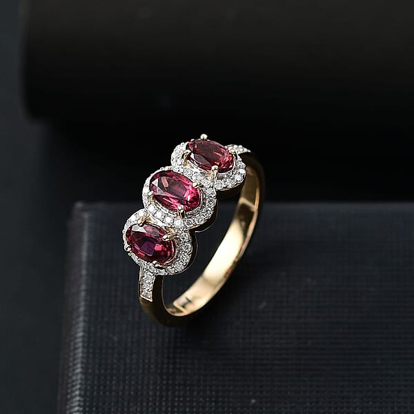 Luxoro AAA Ouro Fino Rubellite And Diamond I2 2.00 Ctw Ring In 14K Yellow Gold 4.04 Grams