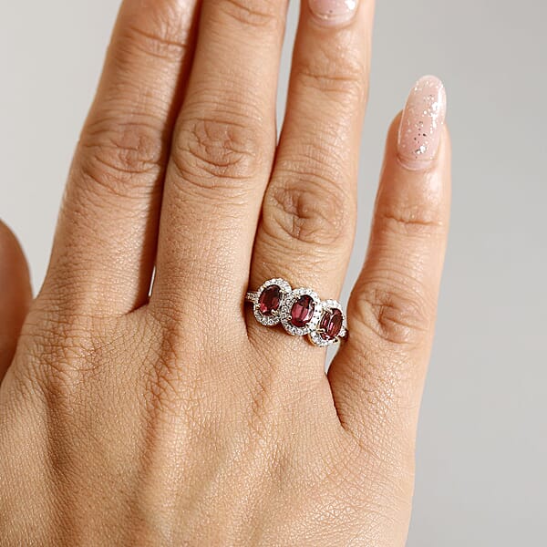 Luxoro AAA Ouro Fino Rubellite And Diamond I2 2.00 Ctw Ring In 14K Yellow Gold 4.04 Grams