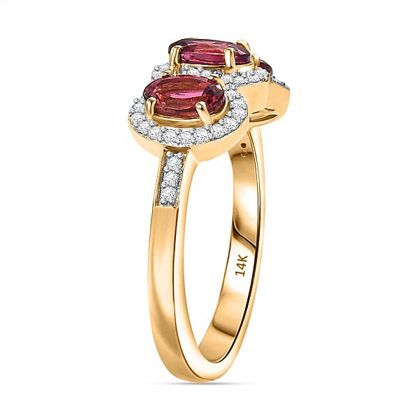 Luxoro AAA Ouro Fino Rubellite And Diamond I2 2.00 Ctw Ring In 14K Yellow Gold 4.04 Grams