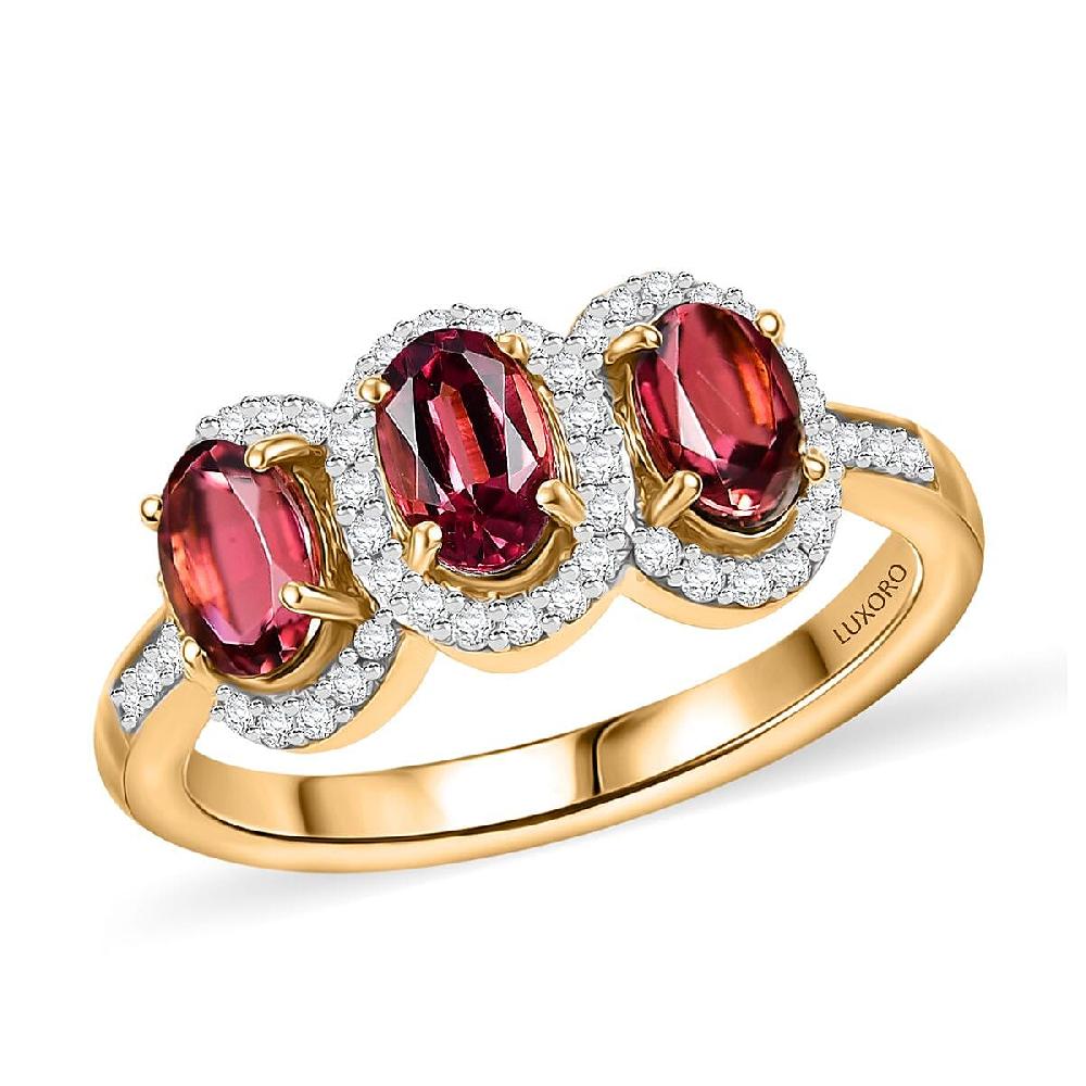 Luxoro AAA Ouro Fino Rubellite and Diamond I2 2.00 ctw Ring in 14K Yellow Gold 4.04 Grams