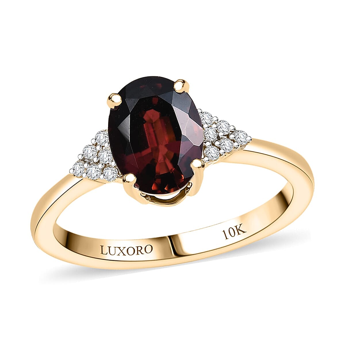 Luxoro AAA Ouro Fino Rubellite and G-H I2 Diamond 2.05 ctw Ember Kiss Ring in 10K Yellow Gold (Del. In 10-12 Days)