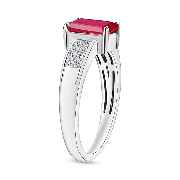 Luxoro AAA Ouro Fino Rubellite And G-H I2 Diamond 1.84 Ctw Ring In 14K White Gold (Size 10.0) (Del. In 10-12 Days)