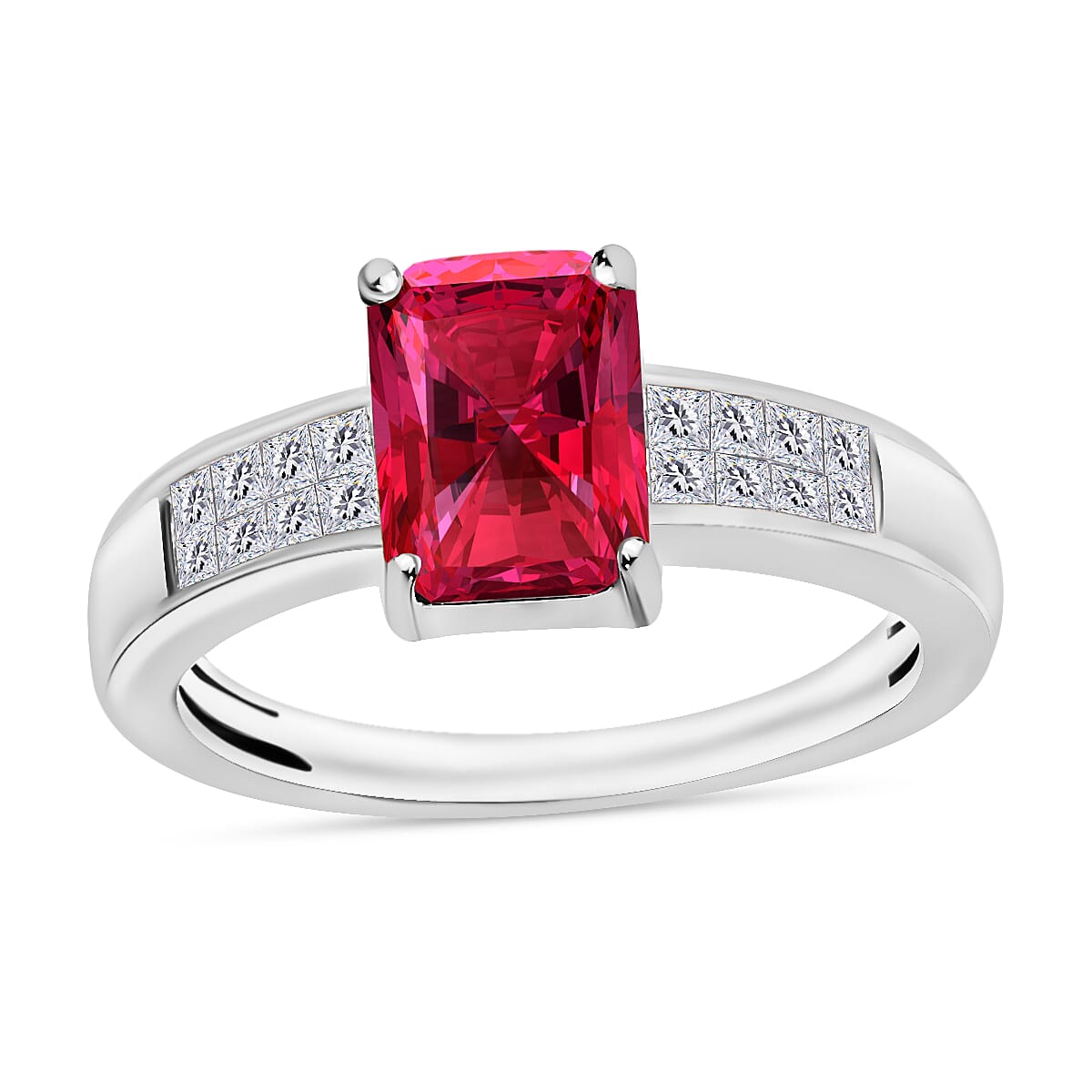 Luxoro AAA Ouro Fino Rubellite and G-H I2 Diamond 1.84 ctw Ring in 14K White Gold (Size 10.0) (Del. in 10-12 Days)
