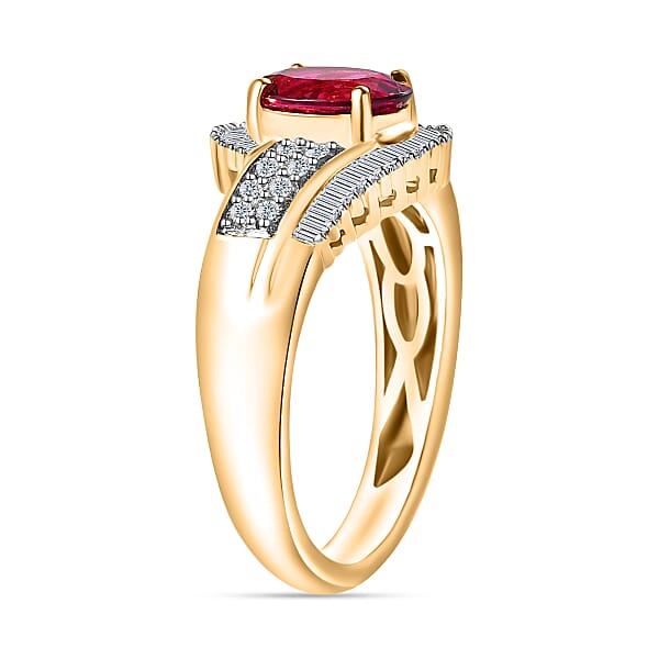 Luxoro AAA Ouro Fino Rubellite And G-H I2 Diamond 1.76 Ctw Ring In 14K Yellow Gold (Size 10.0) (Del. In 10-12 Days)