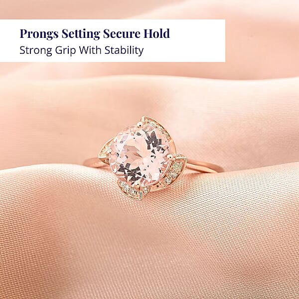 Luxoro AAA Palmeiras Pink Morganite And I2 Diamond 1.85 Ctw Ring In 14K Rose Gold