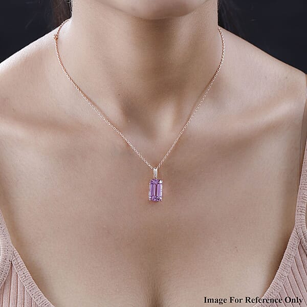 Luxoro AAA Patroke Kunzite 9.05 Ctw And G-H SI Diamond Pendant In 14K Rose Gold