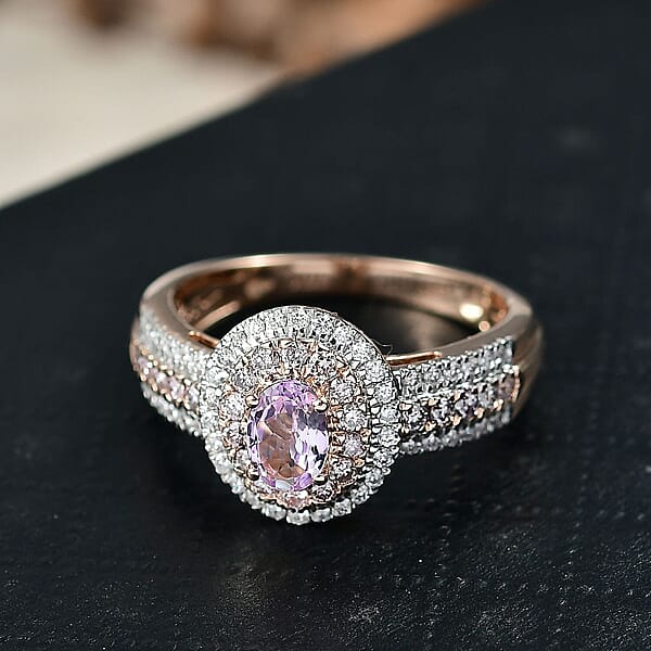 Luxoro AAA Pink Tanzanite Natural Pink And White Diamond I2 1.15 Ctw Dreams In Bloom Ring In 10K Rose Gold