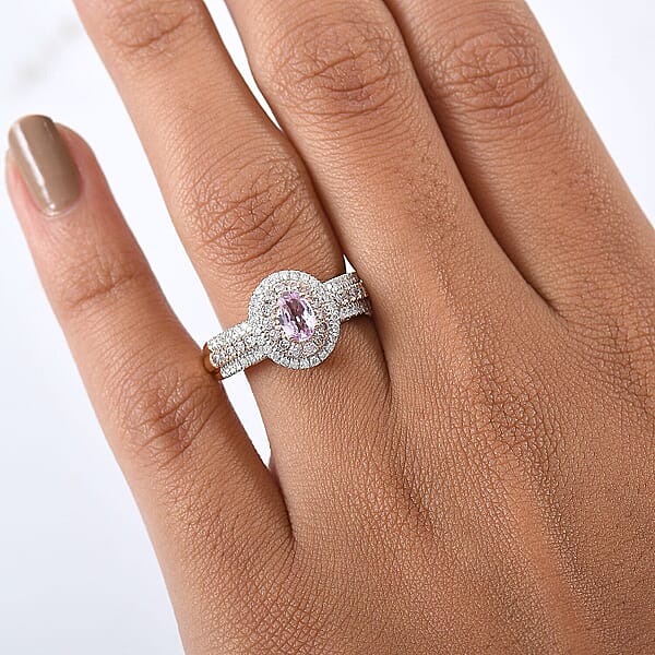 Luxoro AAA Pink Tanzanite Natural Pink And White Diamond I2 1.15 Ctw Dreams In Bloom Ring In 10K Rose Gold