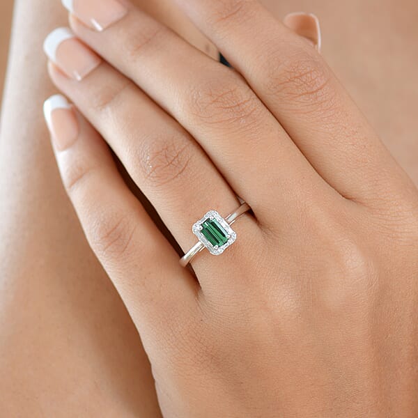 Luxoro AAA Pirineu Lagoon Tourmaline Diamond Ring In 10K White Gold 1.48 Ctw