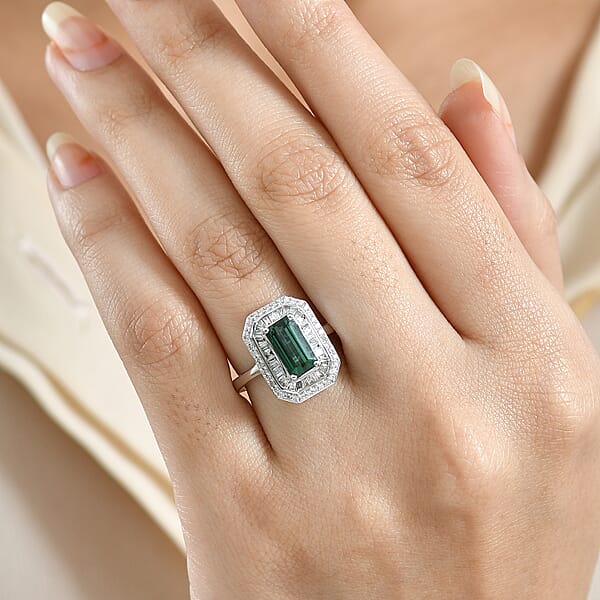 Luxoro AAA Pirineu Lagoon Tourmaline Diamond Ring In 14K White Gold 2.10 Ctw
