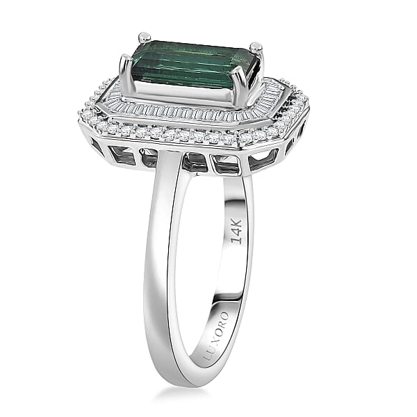 Luxoro AAA Pirineu Lagoon Tourmaline Diamond Ring In 14K White Gold 2.10 Ctw