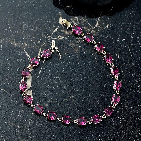 Luxoro AAA Radiant Ember Garnet 17.35 Ctw Royal Glow Bracelet In 10K Yellow Gold (7.25 In)
