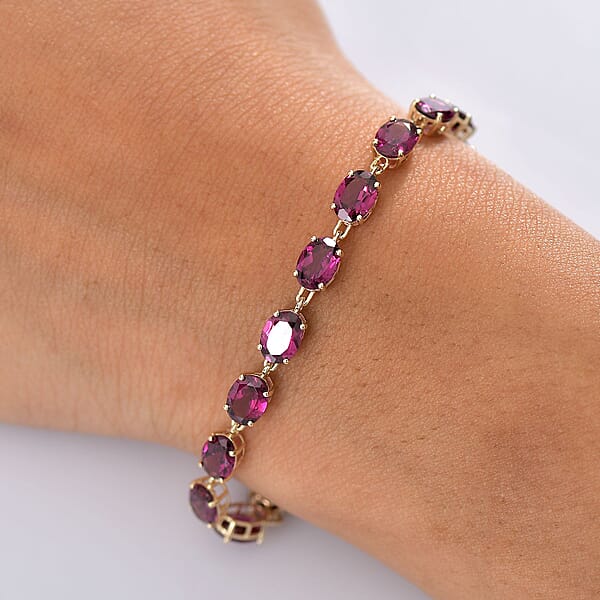 Luxoro AAA Radiant Ember Garnet 17.35 Ctw Royal Glow Bracelet In 10K Yellow Gold (7.25 In)