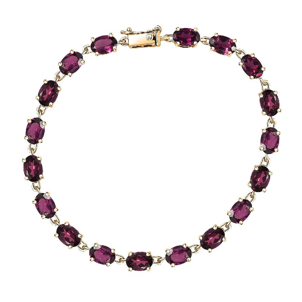 Luxoro AAA Radiant Ember Garnet 17.35 ctw Royal Glow Bracelet in 10K Yellow Gold (7.25 In)