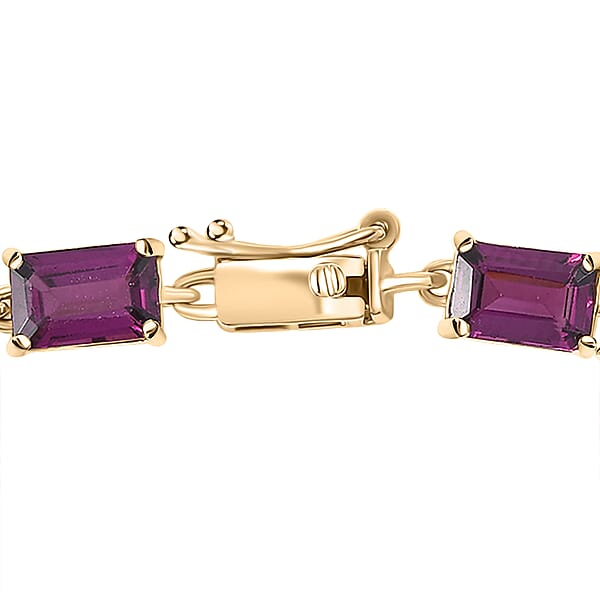 Luxoro AAA Radiant Ember Garnet 18.00 Ctw Tennis Bracelet In 10K Yellow Gol (7.25 In)