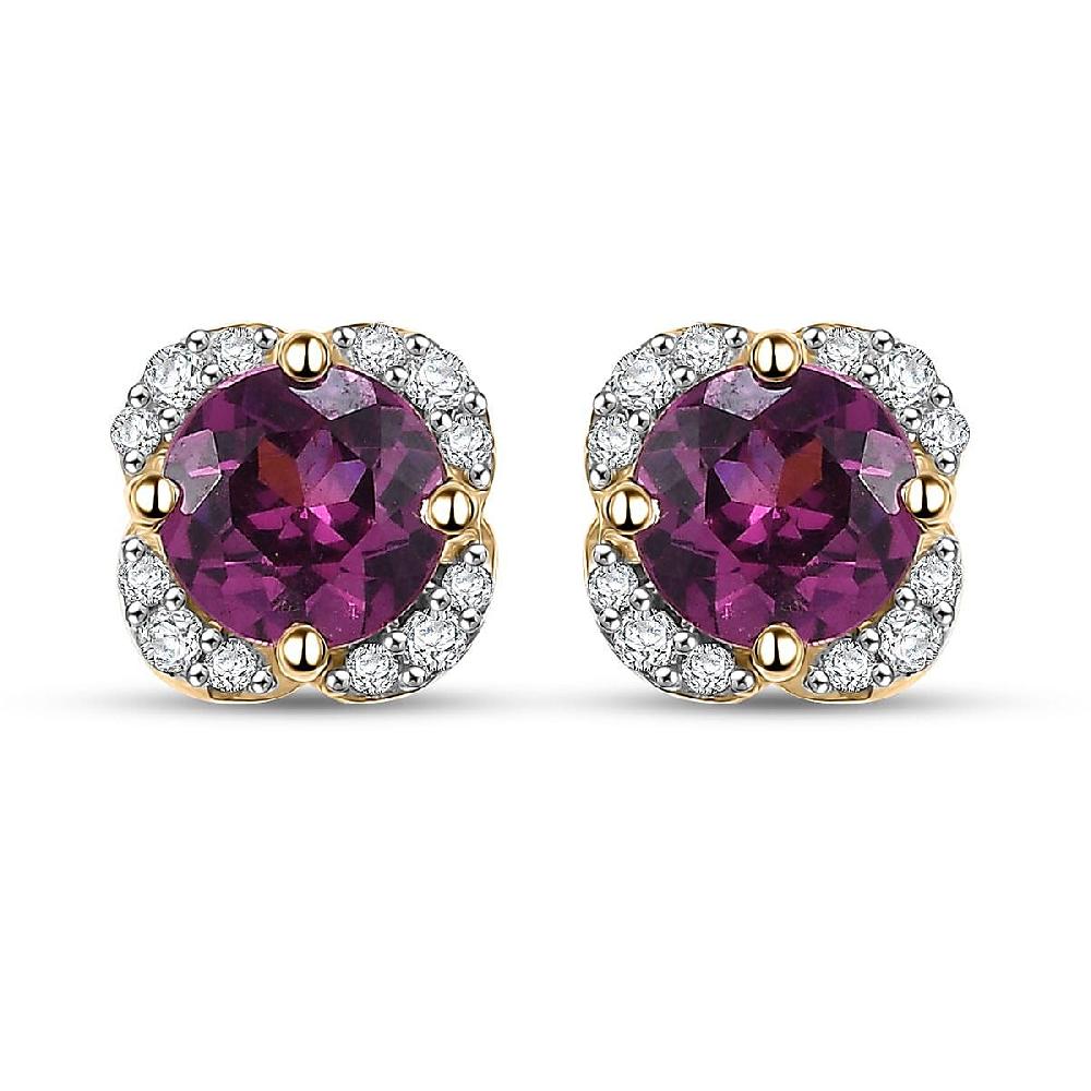 Luxoro AAA Radiant Ember Garnet and G-H I2 Diamond 1.27 ctw Earrings in 10K Yellow Gold