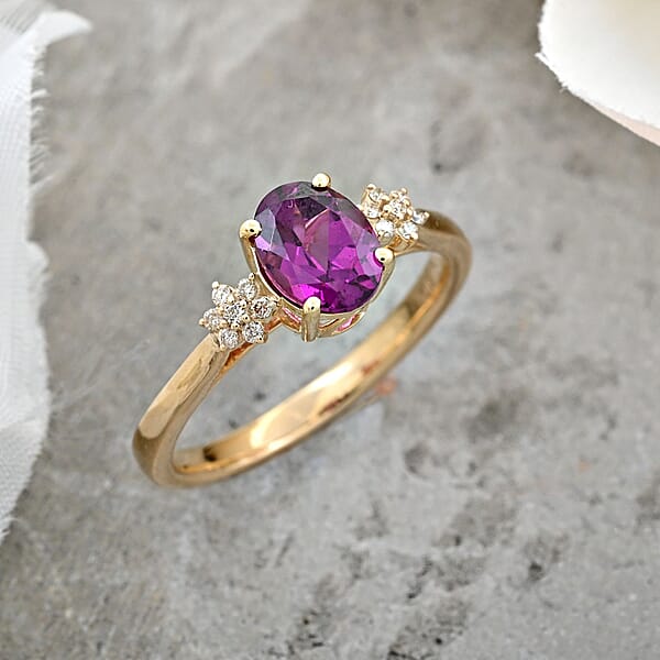 Luxoro AAA Radiant Ember Garnet And G-H I2 Diamond 1.70 Ctw Ring In 10K Yellow Gold