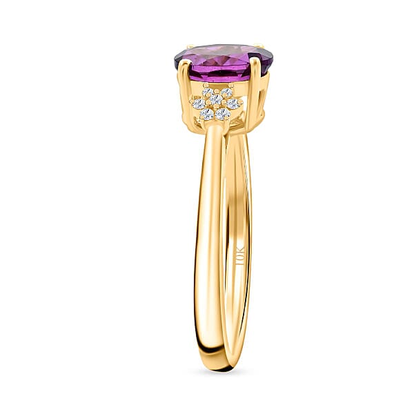 Luxoro AAA Radiant Ember Garnet And G-H I2 Diamond 1.70 Ctw Ring In 10K Yellow Gold