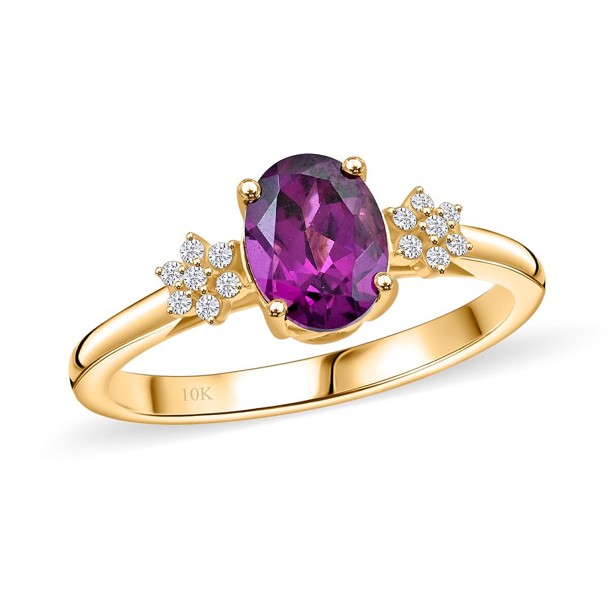 Luxoro AAA Radiant Ember Garnet and G-H I2 Diamond 1.70 ctw Ring in 10K Yellow Gold
